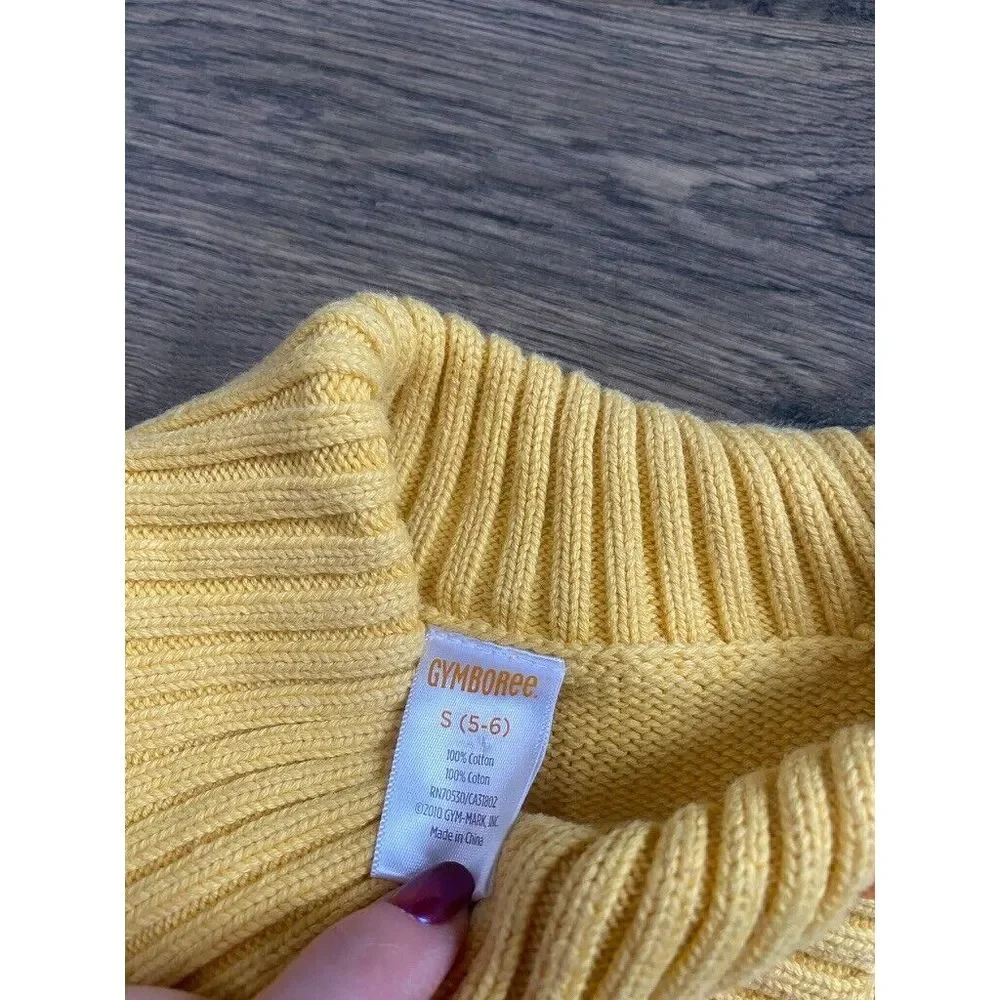 Kids Girls‎ VTG Gymboree sweater cable knit button yellow short sleeve SZ S 5-6